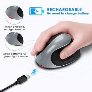 Souris ergonomique sans fil, à poignée verticale, rechargeable, silencieuse, de styliste, de dessin, de bureau, créative et ergonomique