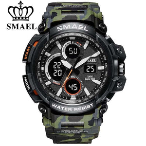 Montre militaire camouflage SMAEL pour hommes, étanche, double affichage de l'heure, montre-bracelet de sport pour hommes, montres à quartz analogique