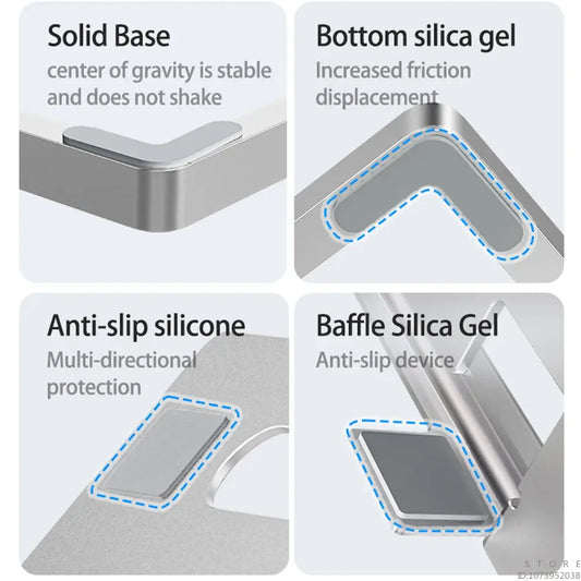 Support réglable en alliage d'aluminium pour ordinateur Portable et tablette jusqu'à 17.3 pouces, Support pliable de refroidissement pour ordinateur Portable et tablette