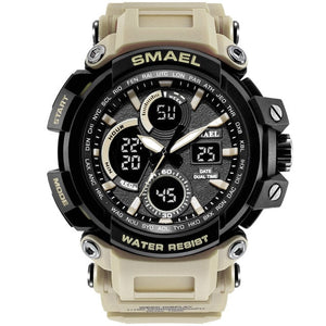 Montre militaire camouflage SMAEL pour hommes, étanche, double affichage de l'heure, montre-bracelet de sport pour hommes, montres à quartz analogique