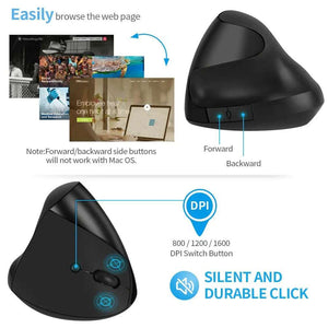 Souris sans fil ergonomique optoélectronique à chargement silencieux 2,4 G, verticale et portable pour ordinateurs Fixes et Portables