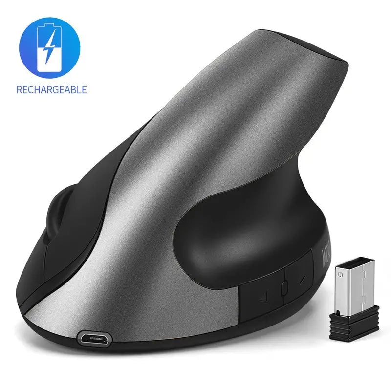 Souris sans fil ergonomique optoélectronique à chargement silencieux 2,4 G, verticale et portable pour ordinateurs Fixes et Portables