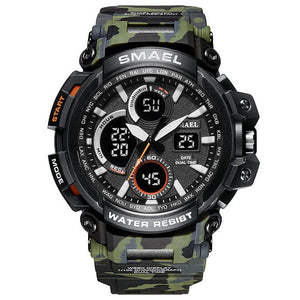 Montre militaire camouflage SMAEL pour hommes, étanche, double affichage de l'heure, montre-bracelet de sport pour hommes, montres à quartz analogique