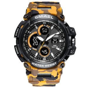 Montre militaire camouflage SMAEL pour hommes, étanche, double affichage de l'heure, montre-bracelet de sport pour hommes, montres à quartz analogique