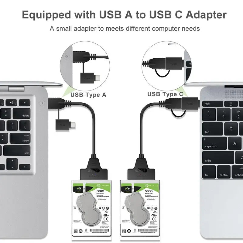 Câble de disque dur USB 3.0 2 en 1, câble de données de disque SSD mécanique de 2.5 pouces, 20CM