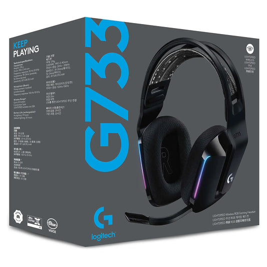 Micro-Casque Logitech G733 Lightspeed RGB isolation des oreilles supérieures, sans fil jusqu'à 20 m. autonomie 29 heures