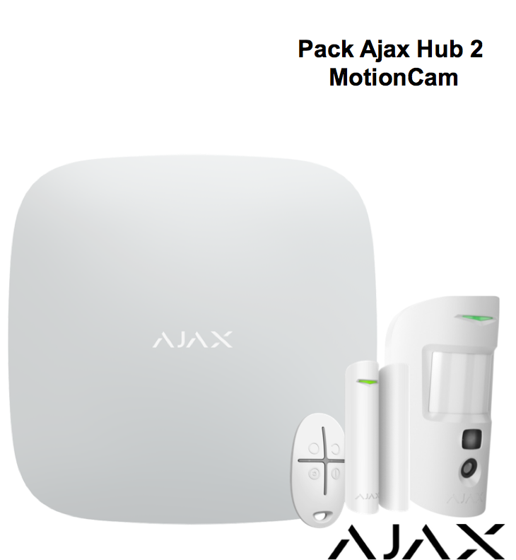 Système d'alarme - Pack Ajax Hub 2 MotionCam noir ou blanc