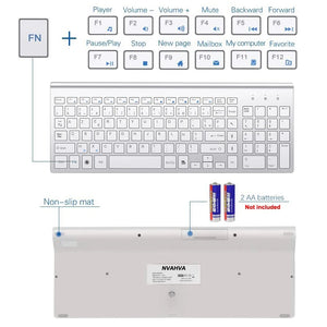 Clavier sans fil AZERTY 2,4 G ultra fin et silencieux à économie d'énergie pour ordinateur PC