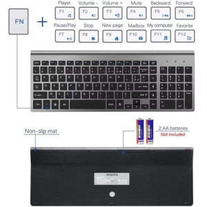 Clavier sans fil AZERTY 2,4 G ultra fin et silencieux à économie d'énergie pour ordinateur PC