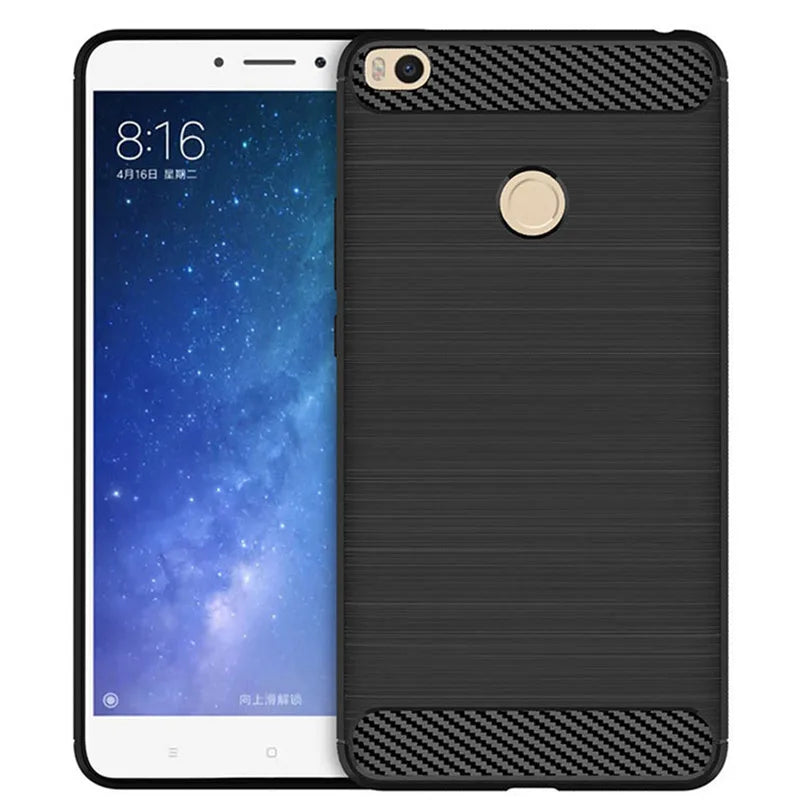 Coque en carbone souple de luxe pour Xiaomi Max 2 Mi Max 2, étui en silicone antichoc pour Xiaomi Mi Max2, coque arrière de téléphone souple