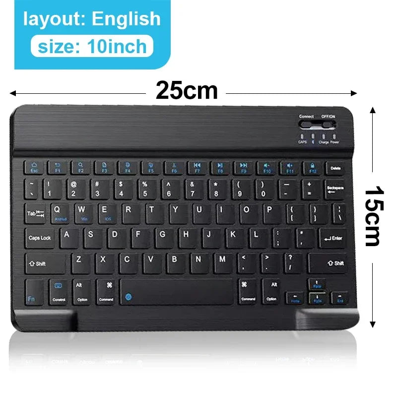 Clavier ou Combo Clavier + souris  sans fil Bluetooth rechargeable de 10 pouces pour téléphones portables, tablettes, russe, espagnol, français, AZERTY pour Android, iOS, Windows