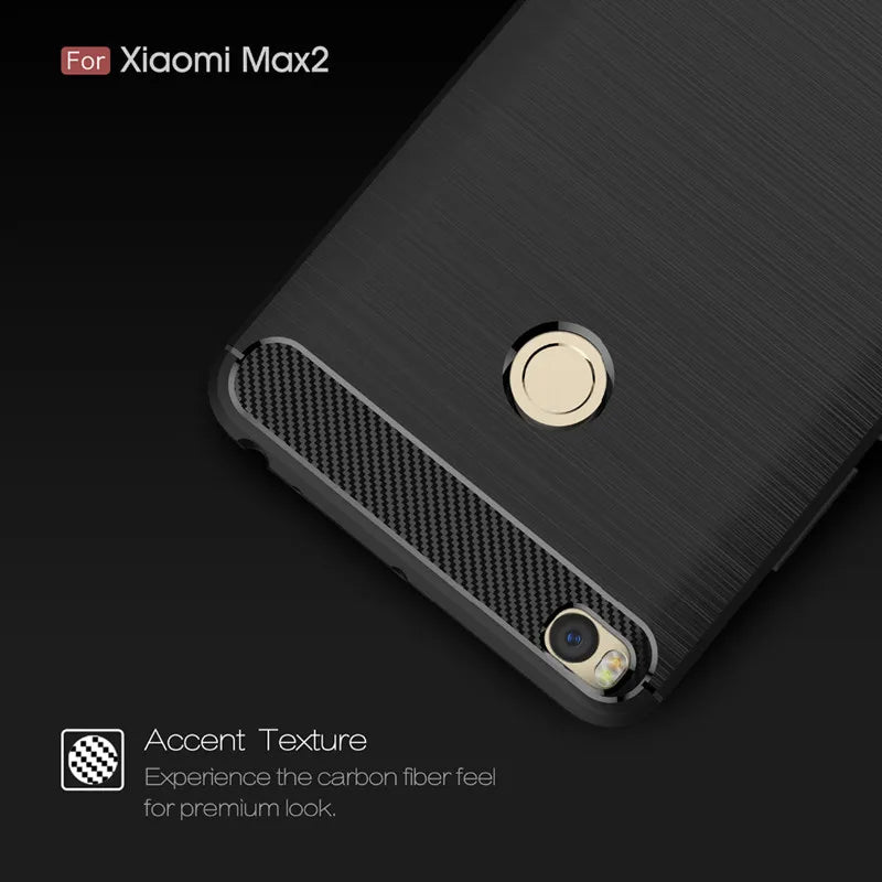 Coque en carbone souple de luxe pour Xiaomi Max 2 Mi Max 2, étui en silicone antichoc pour Xiaomi Mi Max2, coque arrière de téléphone souple