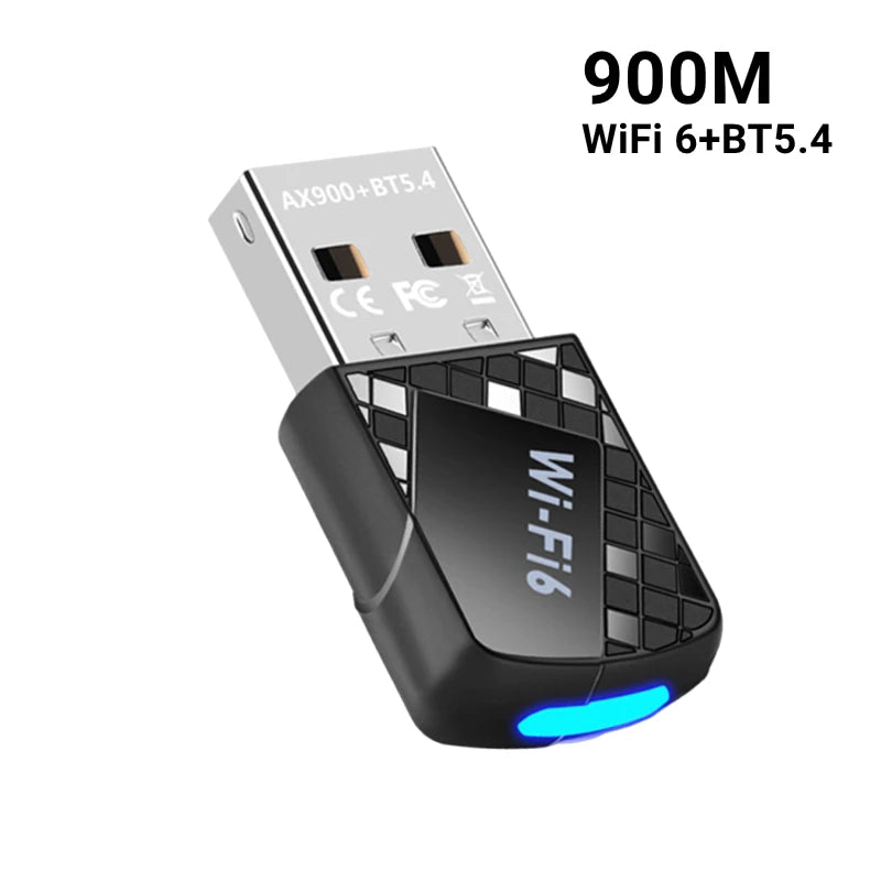 Adaptateur USB WiFi 6 Bluetooth 900, 5.4 Mbps, dongle 2 en 1 réseau 2.4G 5G, récepteur Wlan sans fil, driver gratuit