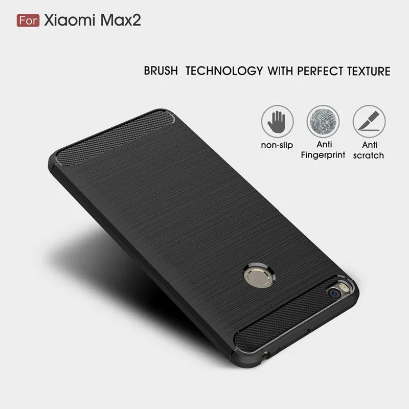 Coque en carbone souple de luxe pour Xiaomi Max 2 Mi Max 2, étui en silicone antichoc pour Xiaomi Mi Max2, coque arrière de téléphone souple