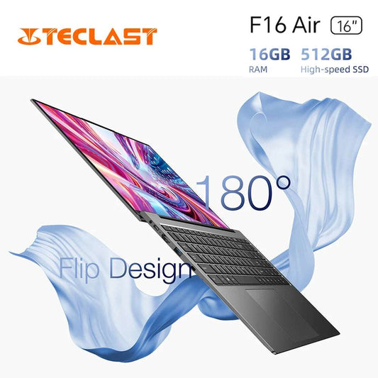 Teclast F16Air 16 inch 180° Flip Laptop 16GB RAM 512GB SSD Intel N95 CPU Windows 11 F16 Air Notebook mini-HDMI Backlit Keyboard