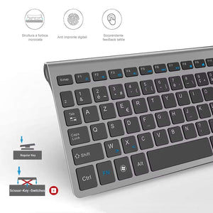 Clavier sans fil AZERTY 2,4 G ultra fin et silencieux à économie d'énergie pour ordinateur PC