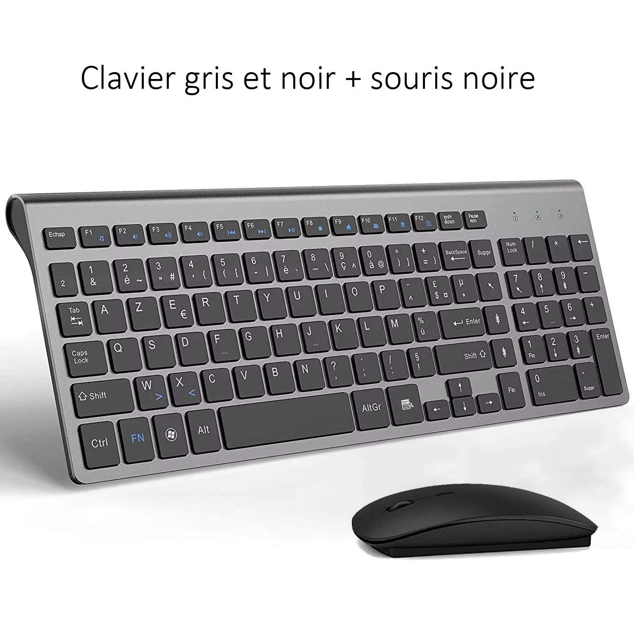 Clavier sans fil AZERTY 2,4 G ultra fin et silencieux à économie d'énergie pour ordinateur PC