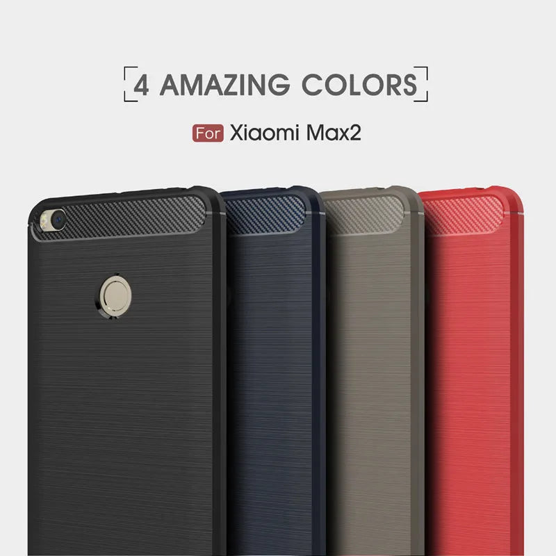 Coque en carbone souple de luxe pour Xiaomi Max 2 Mi Max 2, étui en silicone antichoc pour Xiaomi Mi Max2, coque arrière de téléphone souple