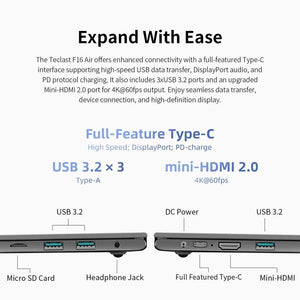 Teclast F16Air 16 inch 180° Flip Laptop 16GB RAM 512GB SSD Intel N95 CPU Windows 11 F16 Air Notebook mini-HDMI Backlit Keyboard