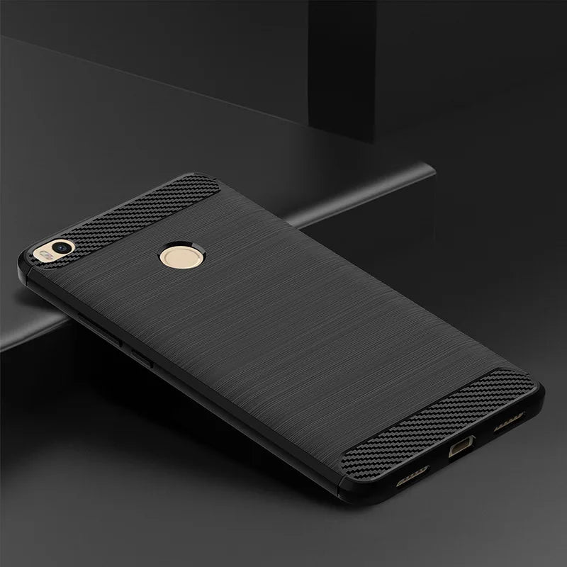 Coque en carbone souple de luxe pour Xiaomi Max 2 Mi Max 2, étui en silicone antichoc pour Xiaomi Mi Max2, coque arrière de téléphone souple