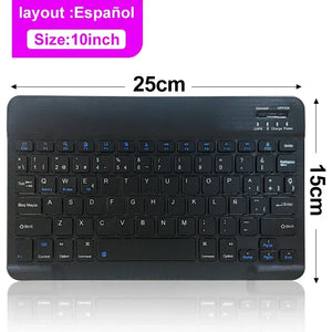 Clavier ou Combo Clavier + souris  sans fil Bluetooth rechargeable de 10 pouces pour téléphones portables, tablettes, russe, espagnol, français, AZERTY pour Android, iOS, Windows