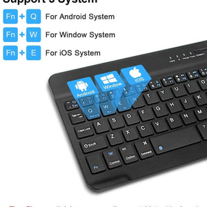 Clavier ou Combo Clavier + souris  sans fil Bluetooth rechargeable de 10 pouces pour téléphones portables, tablettes, russe, espagnol, français, AZERTY pour Android, iOS, Windows