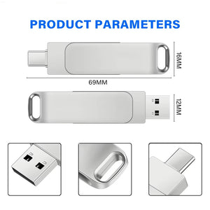 Clé USB 3.0 Xiaomi 16 To Clé USB haute vitesse 2 To 512 Go Clé USB Type C étanche en métal pour périphériques de stockage d'ordinateur