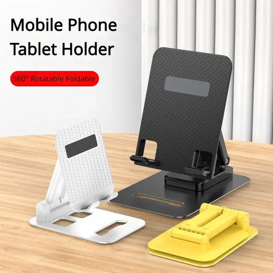 Support pour smartphone et iphone rotatif à plaque plate agrandie en métal, levage et pliage multifonctionnel