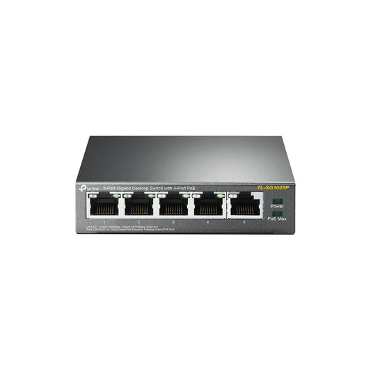 Switch TP-LINK TL-SG1005P 5 ports Gigabit 10/100/1000 Mpbs 4 ports POE QoS Plug and Play Boitier Métallique Robuste