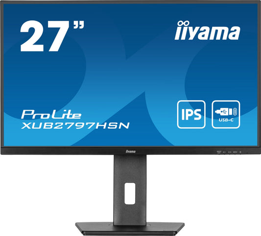 Ecran Iiyama usb-c 27 pouces PROLITE XUB2797HSN-B1 - 27" FHD 100Hz avec USB-C dock et RJ45 Led full hd, position écran horizontale et verticale