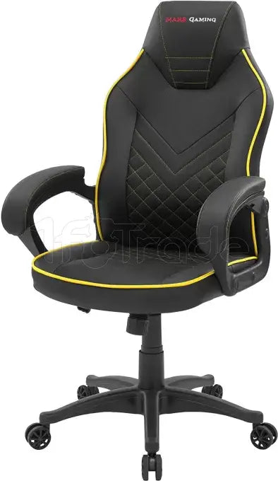 Fauteuil Mars Gaming MGCX One (Noir/Jaune) inclinable et réglable en hauteur en bois plastique et simili-cuir Tissur Respirant Pied 5 branches à roulettes