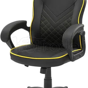 Fauteuil Mars Gaming MGCX One (Noir/Jaune) inclinable et réglable en hauteur en bois plastique et simili-cuir Tissur Respirant Pied 5 branches à roulettes