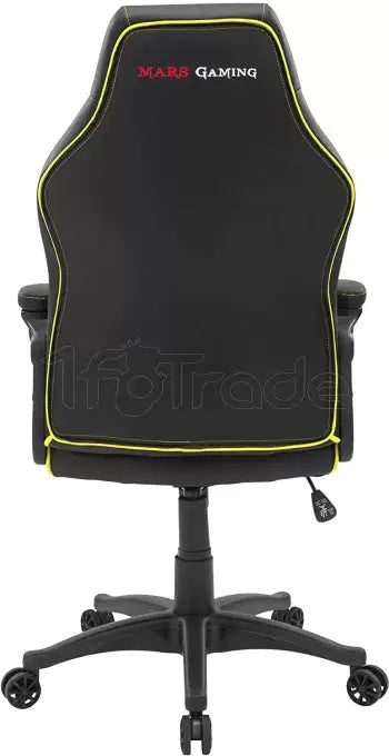 Fauteuil Mars Gaming MGCX One (Noir/Jaune) inclinable et réglable en hauteur en bois plastique et simili-cuir Tissur Respirant Pied 5 branches à roulettes