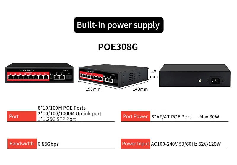 Commutateur POE série STEAMEMO-SSC 4/6/8/16/24 ports, POE actif pour caméras IP, I-Switch sans fil, Gigabit IEEE 802.3