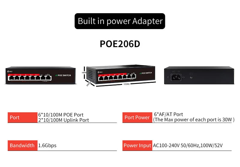 Commutateur POE série STEAMEMO-SSC 4/6/8/16/24 ports, POE actif pour caméras IP, I-Switch sans fil, Gigabit IEEE 802.3