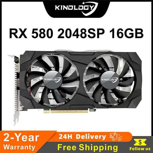 Kinology-Carte de jeu AMD RX 580 16 Go GDDR5 GPU 256 bits PCI-E 3.0x16 jas580 16G ordinateur de bureau vidéo bureau