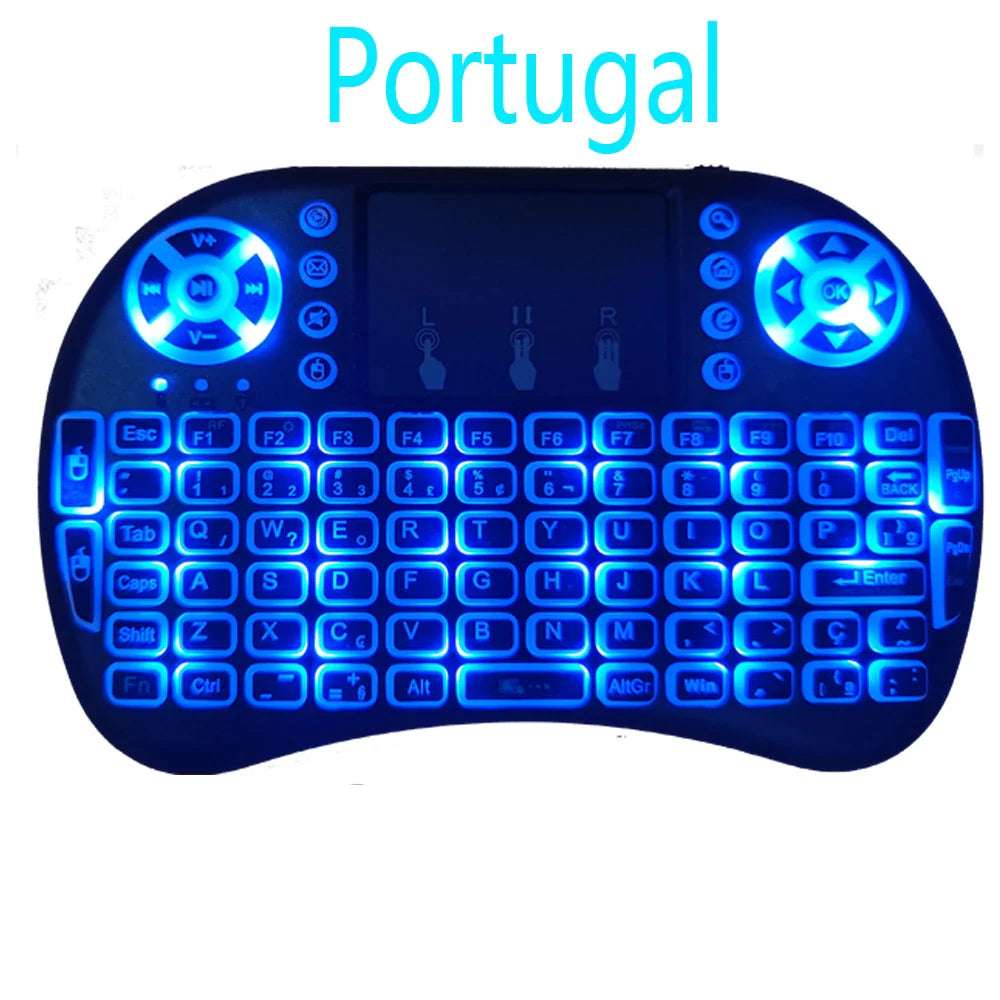 Mini clavier sans fil souris intégrée, Android TV Box, PC, anglais, russe, français, espagnol, Portugal, 2.4G