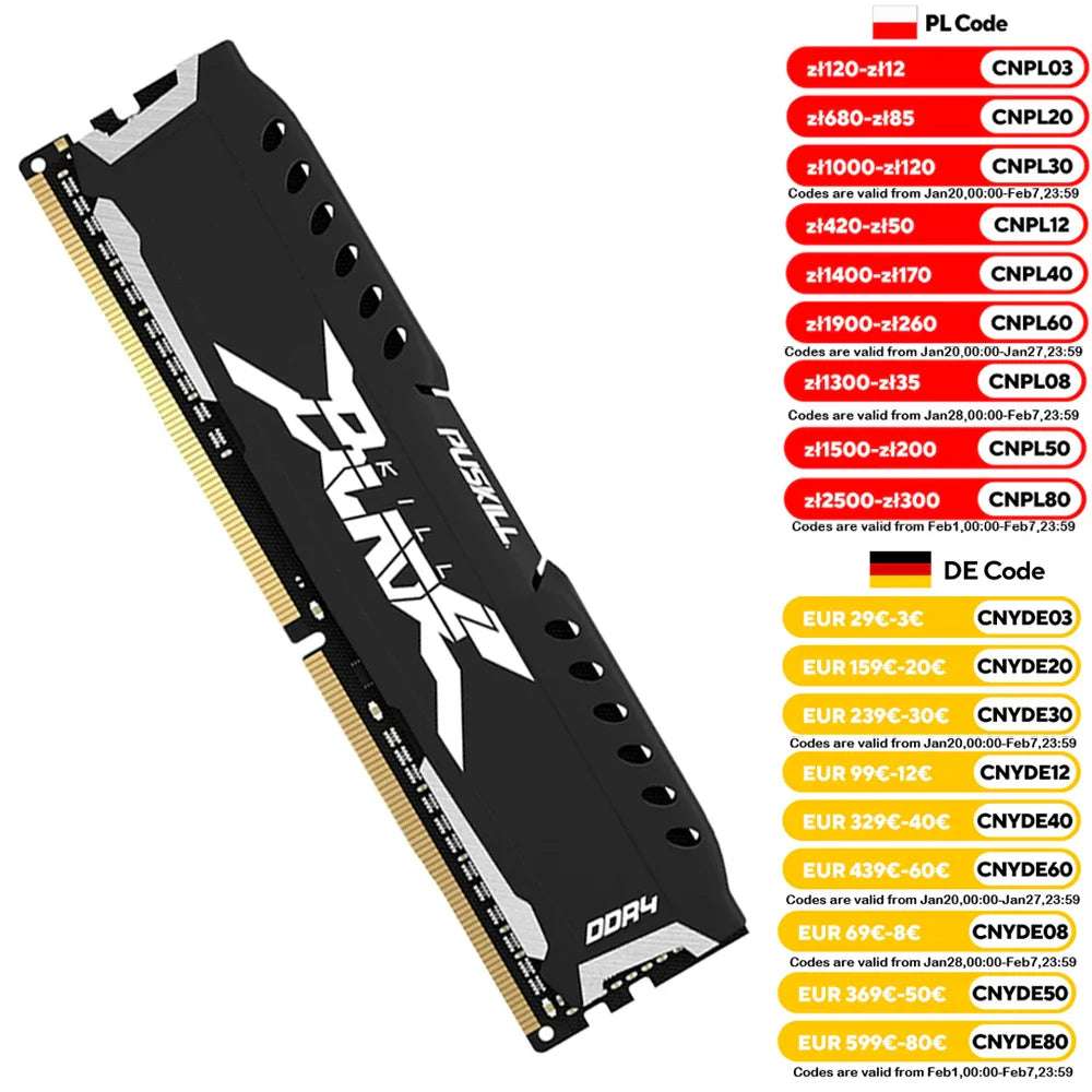 PUSKILL-Mémoire de serveur d'ordinateur de bureau, DDR4, 8 Go 16 Go, fréquence 1.2/3200mhz, ram 288 broches, udimm