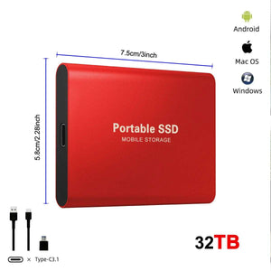 Disque Dur Externe Ultra Fin 128T, USB 3.0, Adapté pour PC,Mac, Jeu, Ordinateur Portable