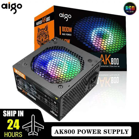 Aigo AK PC PSU Alimentation 500W 600W 700W 800W 1000W Gaming 120mm RGB Fan 220V ATX