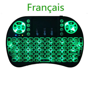 Mini clavier sans fil souris intégrée, Android TV Box, PC, anglais, russe, français, espagnol, Portugal, 2.4G