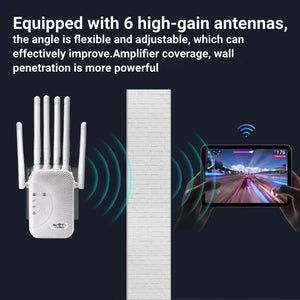 1200Mbps WiFi Répéteur Amplificateur Dual Band de Wifi 2.4G 5GHz Boosteur de signal pour la maison ou le bureau