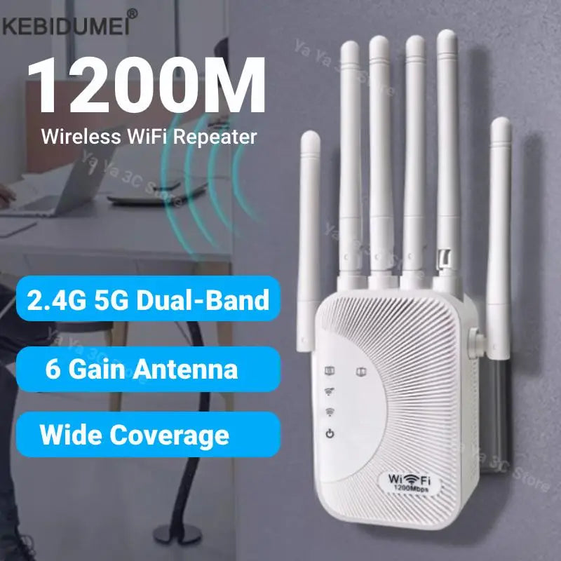 1200Mbps WiFi Répéteur Amplificateur Dual Band de Wifi 2.4G 5GHz Boosteur de signal pour la maison ou le bureau