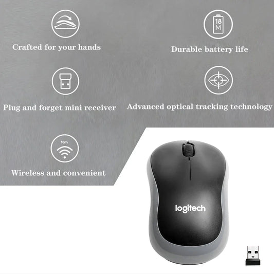 Logitech Souris sans fil M185, avec récepteur USB, 3 boutons, silencieuse, optique, pour PC/ordinateur portable