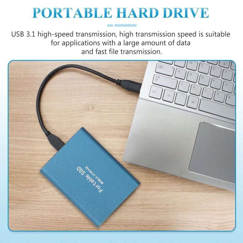 Disque Dur Externe Ultra Fin 128T, USB 3.0, Adapté pour PC,Mac, Jeu, Ordinateur Portable