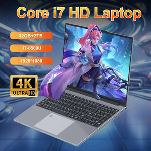 Ordinateur portable de jeu Intel Core I7-6500U 32 Go de RAM 2 To SSD Windows 11 Déverrouiller avec empreintes digitales