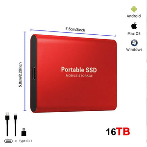 Disque Dur Externe Ultra Fin 128T, USB 3.0, Adapté pour PC,Mac, Jeu, Ordinateur Portable