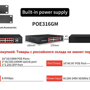 Commutateur POE série STEAMEMO-SSC 4/6/8/16/24 ports, POE actif pour caméras IP, I-Switch sans fil, Gigabit IEEE 802.3