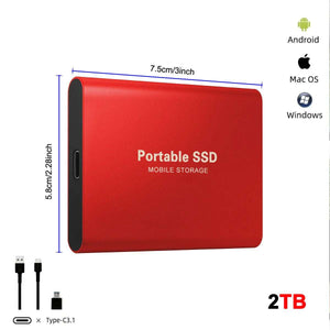 Disque Dur Externe Ultra Fin 128T, USB 3.0, Adapté pour PC,Mac, Jeu, Ordinateur Portable