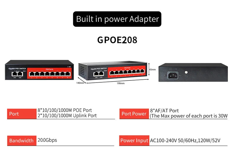 Commutateur POE série STEAMEMO-SSC 4/6/8/16/24 ports, POE actif pour caméras IP, I-Switch sans fil, Gigabit IEEE 802.3